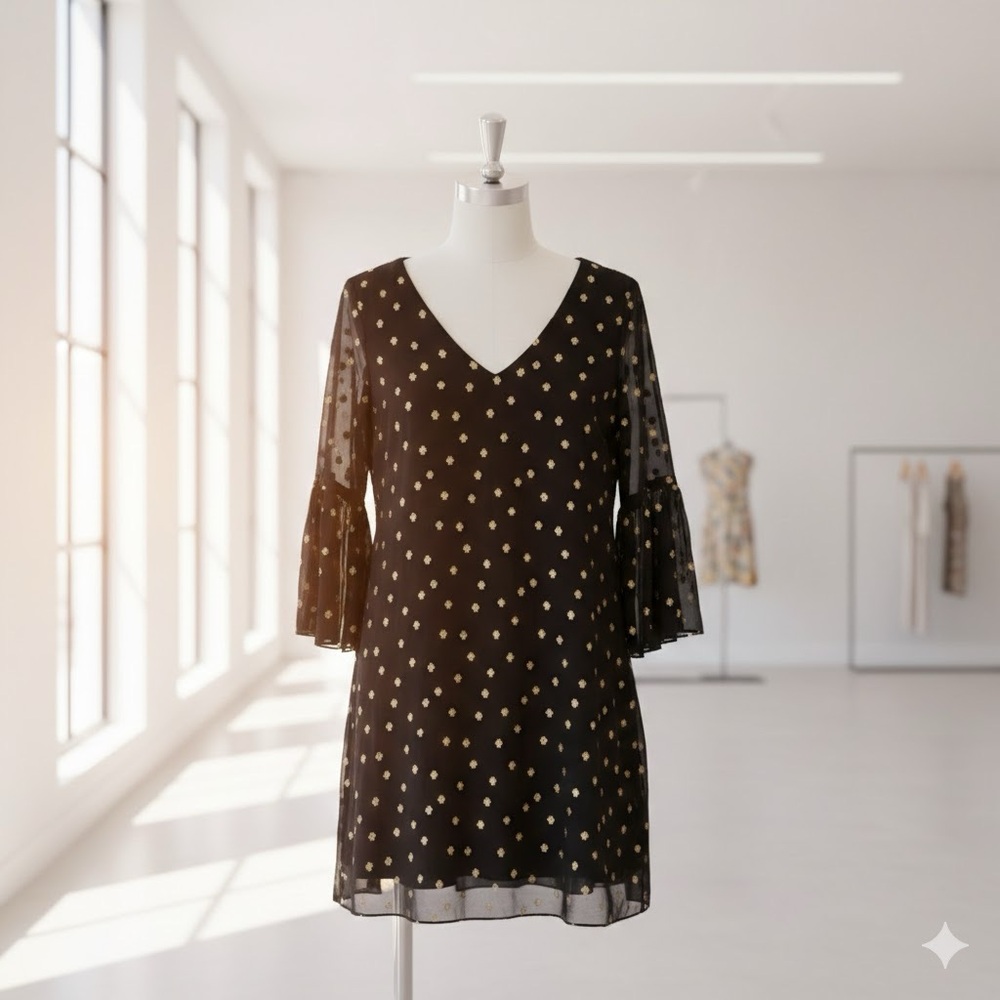 Lilly Pulitzer | Caroline Silk Tunic Dress  | Black & Gold | Size 6